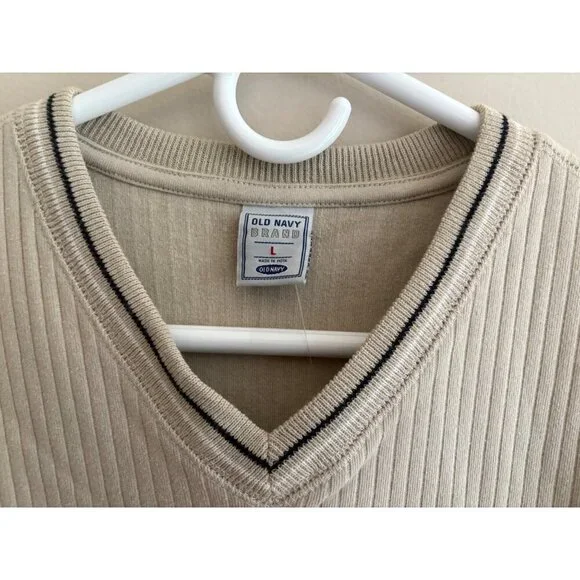 Old Navy Vintage Y2K Ribbed V-Neck Long Sleeve Sweater (Men’s L) NWT - Picture 6 of 11